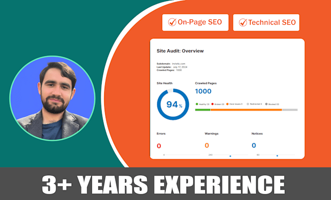 Gig Preview - Do advanced on page and technical SEO  with 94 semrush score