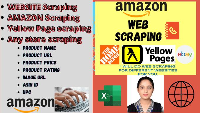 Gig Preview - Any web scraping, amazon web scraping, yellow page scraping