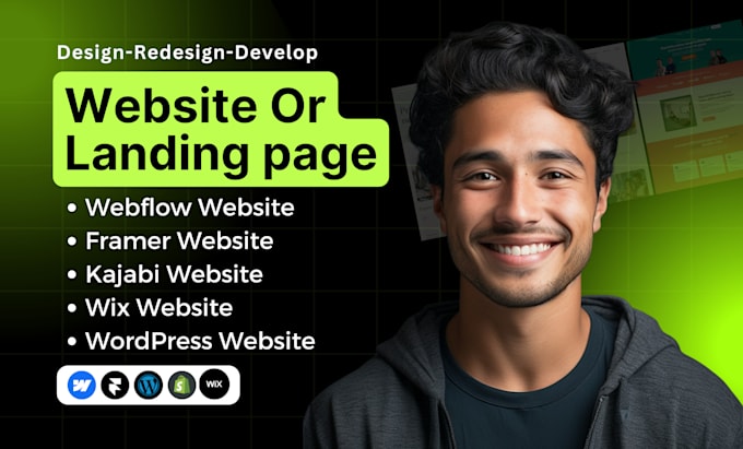 Gig Preview - Design webflow, framer, wix, kajabi, shopify, elementor pro website landing page