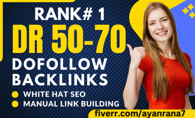 Gig Preview - Provide DR 50 to 70 dofollow backlinks for off page seo