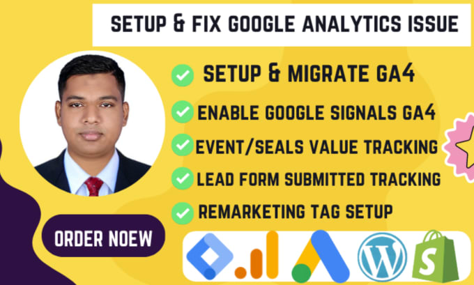 Gig Preview - Ga4 ecommerce tracking,ads conversion,fix google analytics