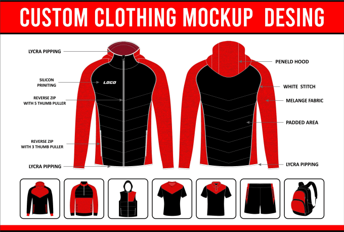 Gig Preview - Do clothing mockup design for sports wear street wear