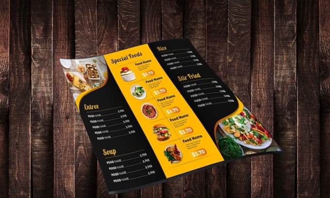 Gig Preview - Create digital menu board, restaurant menu and flyer design