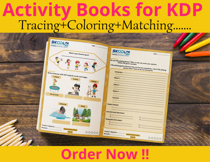 Gig Preview - Illustrate kids activity book coloring handwriting workbook for KDP