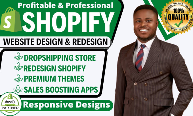 Gig Preview - Build shopify dropshipping store, shopify website design, redesign shopify store