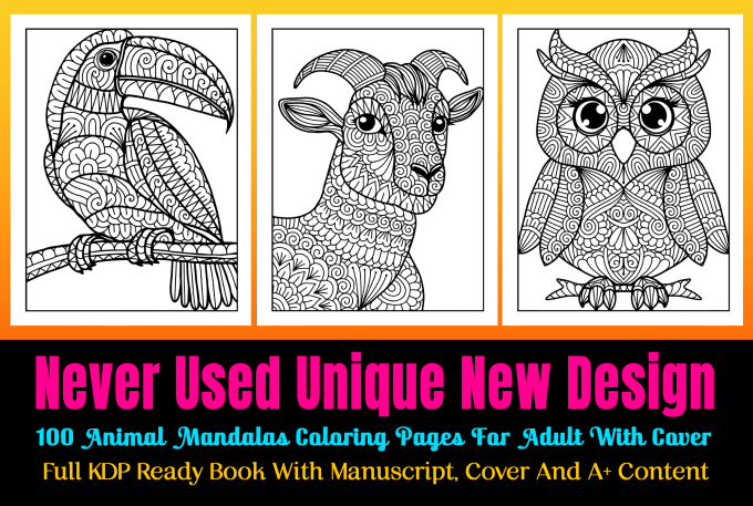 Gig Preview - Create 100 never used animal mandala coloring pages