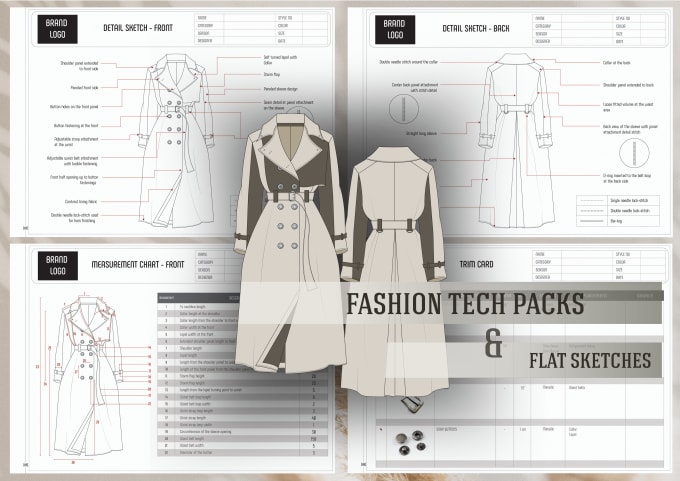 Gig Preview - Do fashion technical drawings, complete tech pack designs