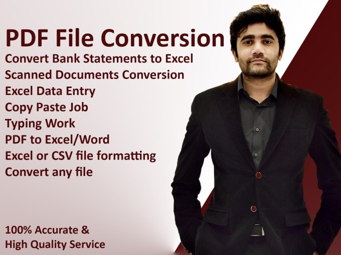 Gig Preview - Convert bank statements from PDF, jpeg to CSV and excel