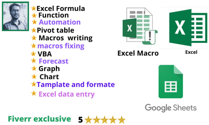 Gig Preview - Do excel, spreadsheet,automation, formulas, data entry, macros, vba, pivot table