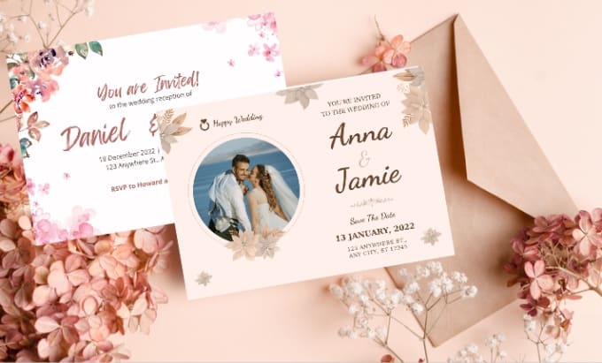 Gig Preview - Design elegant wedding invitation cards for your wedding