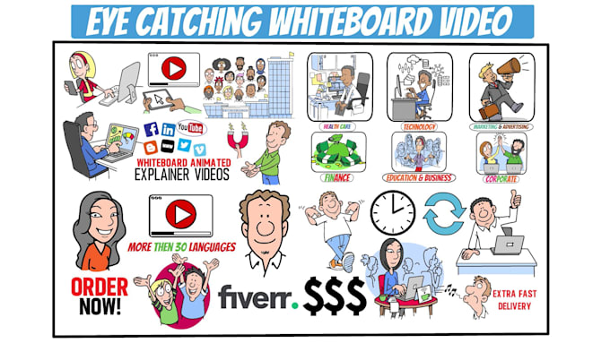 Gig Preview - Do custom whiteboard animation explainer video