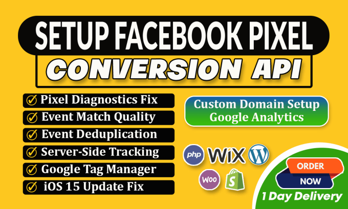 Gig Preview - Set up facebook pixel conversion API, google tag manager, server side tracking