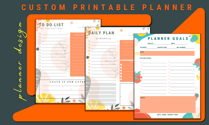 Gig Preview - Design custom planner, journal, tracker and calendar PDF printables