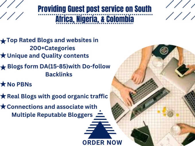 Gig Preview - Provide guest posts service on south africa, nigeria, and colombia sites