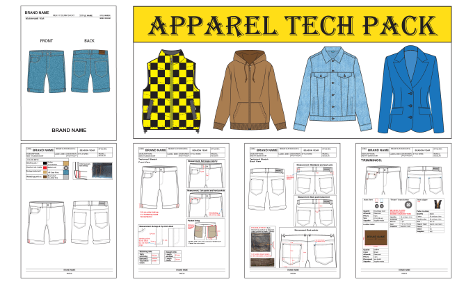 Gig Preview - Do apparel tech pack and technical sketch for manufacturing