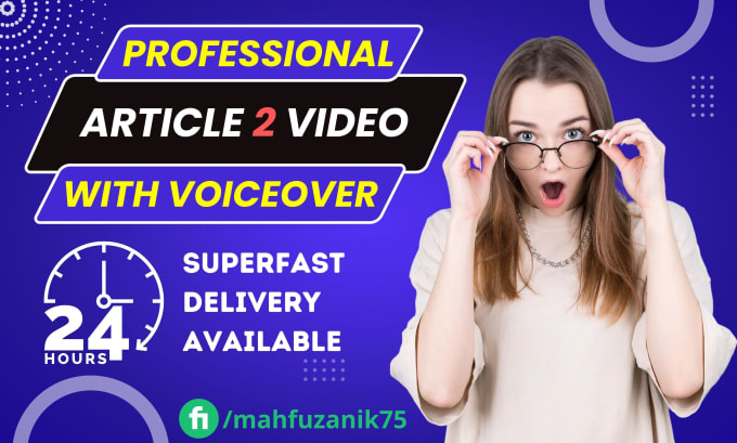 Gig Preview - Convert blog post, text or article to video with voiceover youtube video editing