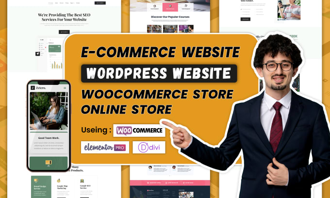 Gig Preview - Design wordpress ecommerce woocommerce website, online store, elementor pro,divi