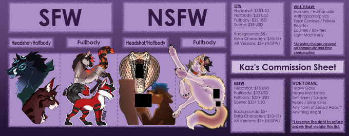 Bestseller - draw nsfw or sfw feral and furry artwork