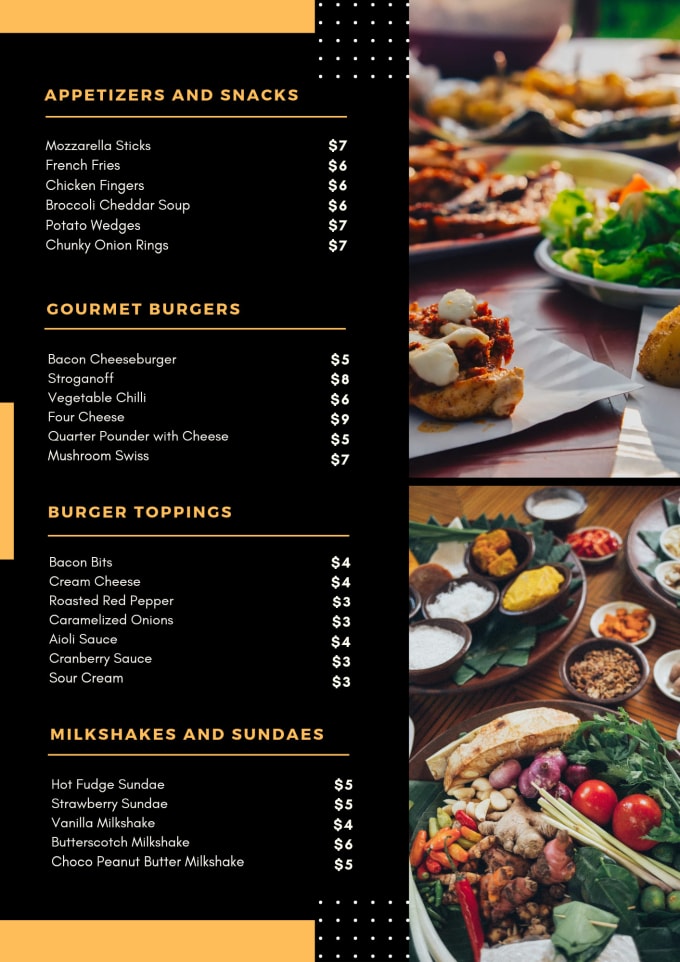 Gig Preview - Design food menu, resturant menu, digital menu