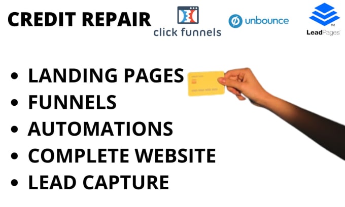 Bestseller - design credit repair landing page on clickfunnels unbounce leadpages