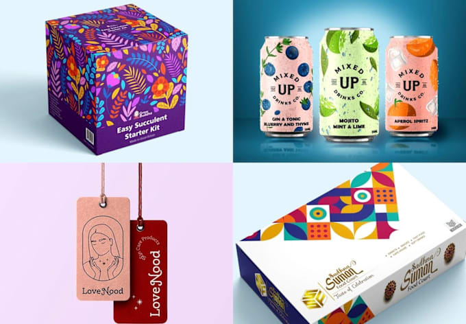 Gig Preview - Design amazon box product packaging design, drink labels, and pouch