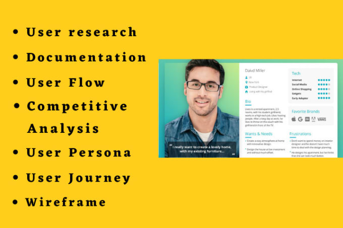 Gig Preview - Do user flow,user journey,user personas,UX research and uiux