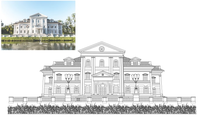 Gig Preview - Draw a detailed vector line art of any building, house