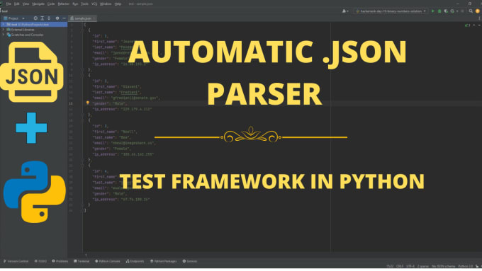 Gig Preview - Create api test framework from random json input source