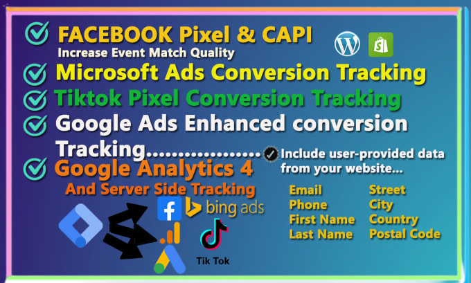 Gig Preview - Setup google ads enhanced conversion tracking, ga4 serverside tracking with GTM