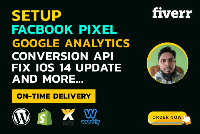 Gig Preview - Install facebook pixel and google analytics on your website