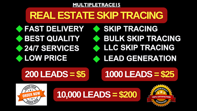 Bestseller - do skip tracing for real estate and llc skip tracing in bulk