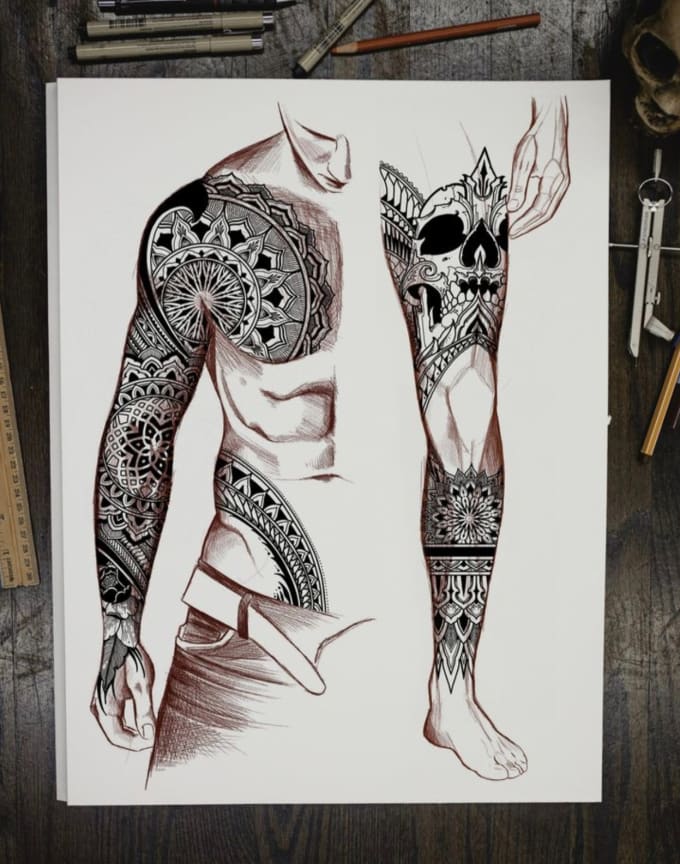 Gig Preview - Make you an hand drawing tattoo design as a tattoo artist