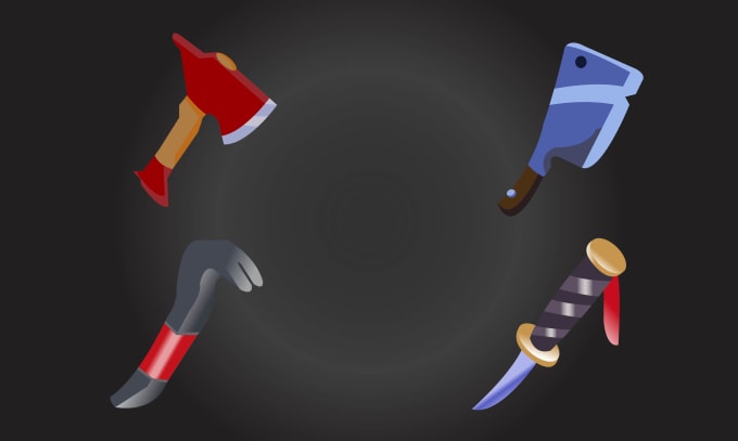 Gig Preview - Create flat 2d game icons weapons objects and props