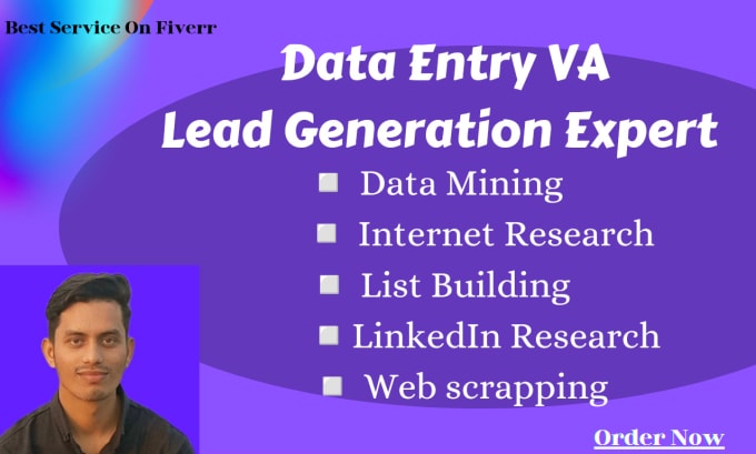 Gig Preview - Be your fastest data entry VA and lead generation expert