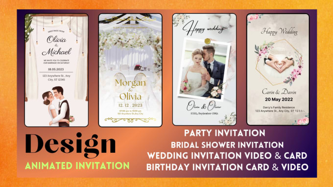 Gig Preview - Create themed wedding invitation video and e card