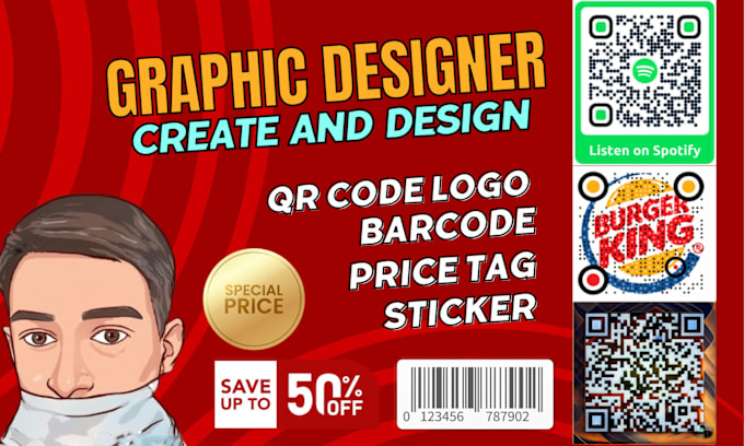 Gig Preview - Generate qr code maker barcode label price tag sticker custom qr logo design qr