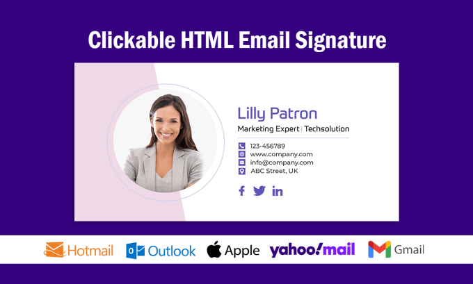 Gig Preview - Generate clickable html email signature for gmail, outlook, apple mail