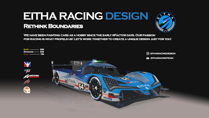 Gig Preview - Design your car livery wrap on iracing, assetto corsa and rf2