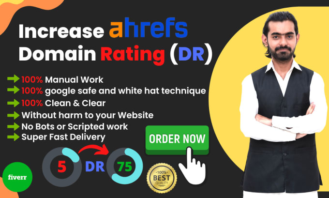 Gig Preview - Increase ahrefs domain rating, increase da DR, domain rating, with SEO backlinks