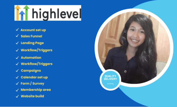 Gig Preview - Be your gohighlevel funnel pages and automation expert