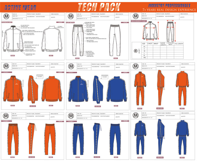 Gig Preview - Create activewear technical drawings and tech pack template