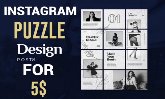 Gig Preview - Design themed instagram puzzle posts grid and story