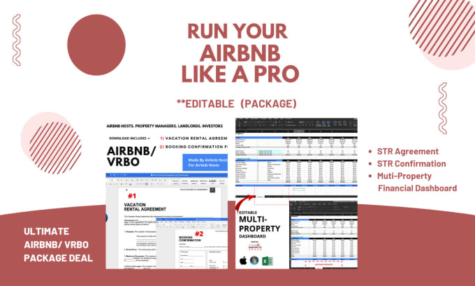 Gig Preview - Create airbnb financial spreadsheet, rental agreement