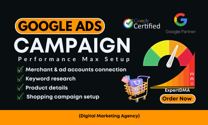 Gig Preview - Setup google performance max campaign and shopping ads