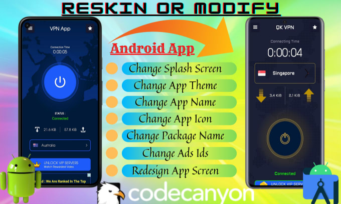 Gig Preview - Reskin, rebrands, customize your codecanyon android app