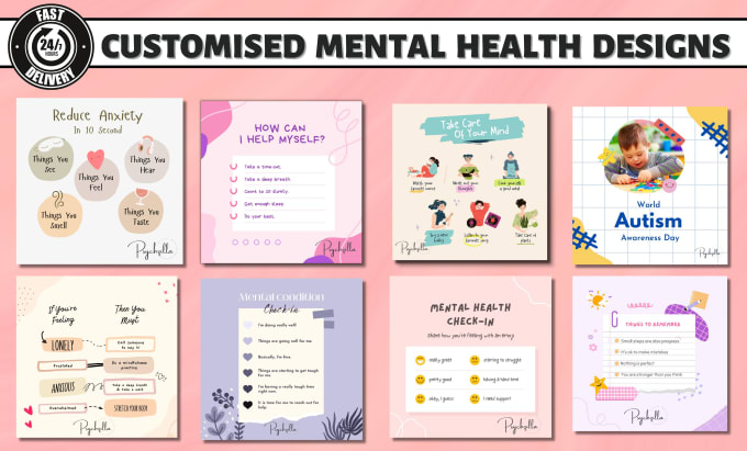 Gig Preview - Design mental health and wellness posts and canva templates