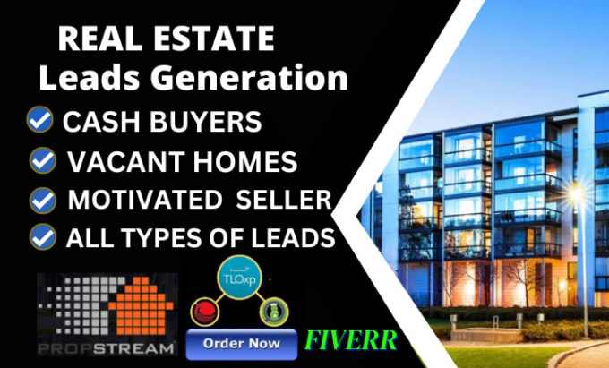 Gig Preview - Real estate lead generation,cash buyers, and motivated sellers with skip tracing