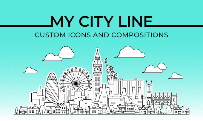 Bestseller - design simple linear icons and line art illustration for buildings and landmarks