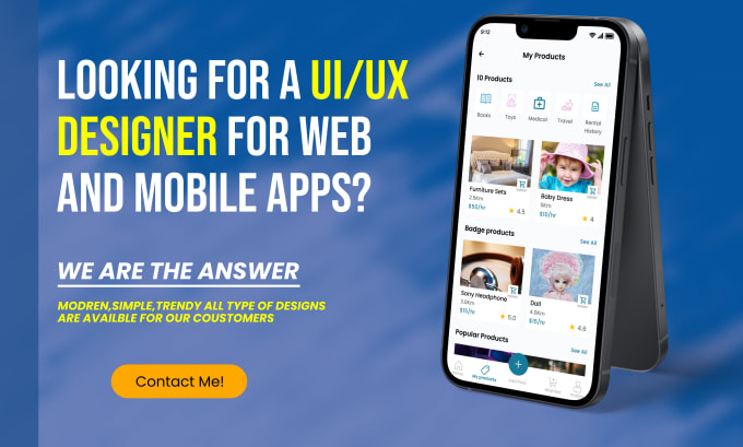 Gig Preview - Do mobile app UI UX design and website UI UX design