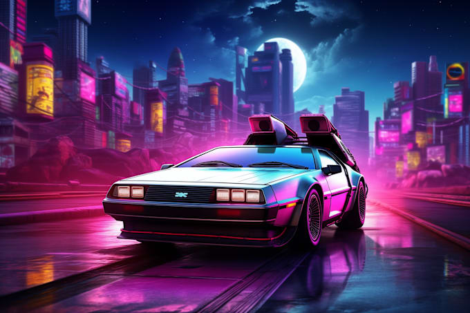 Gig Preview - Create synthwave or retrowave style art for any project using ai